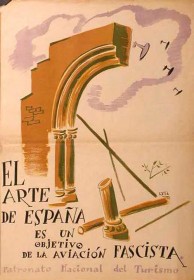 Cartel de la Guerra Civil Española · El Arte de España es un objetivo de la aviación fascista