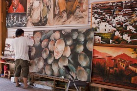 Dafen Oil Painting Village · pintores-trabajadores