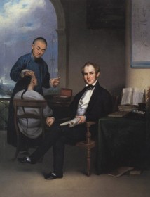 Lam Qua, Dr. Peter Parker con su estudiante Kwan A-to, ca. 1840s