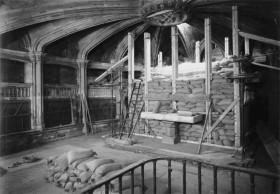 Salvaguarda del Patrimonio Artístico Catalán durante la Guerra Civil española · Estructura de sacos terreros y colchones · protección contra los bombardeos