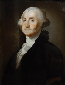 George Washington a partir de un retrato de Gilbert Stuart, ca. 1805, Foiequa, pintura inversa sobre vidrio, New Britain Museum of American Art