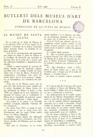 Reestructuración del Museo de Santa Ágata · Butlletí dels Museus d’Art de Barcelona · 1932 · Historia de los museos de arte de Barcelona