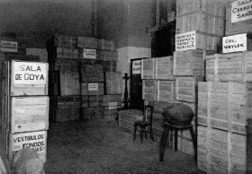 Protección de las obras del Museo Arqueológico Nacional durante la Guerra Civil española · Depósito de la colección en la Sala Egipcia